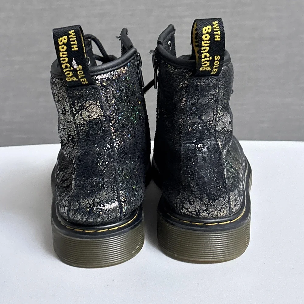 Dr Martens Boots‎ Youth USM 4 Crinkle Metallic 1460 J Glitter Combat Zip Ankle